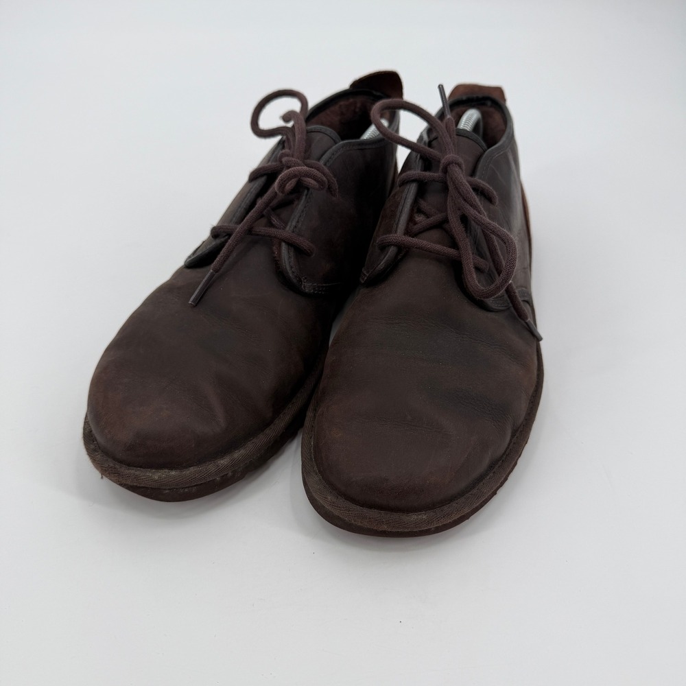 UGG Maksim Mens 11‎ Dark Brown Leather Suede Chukka Desert Boots Shearling Lined